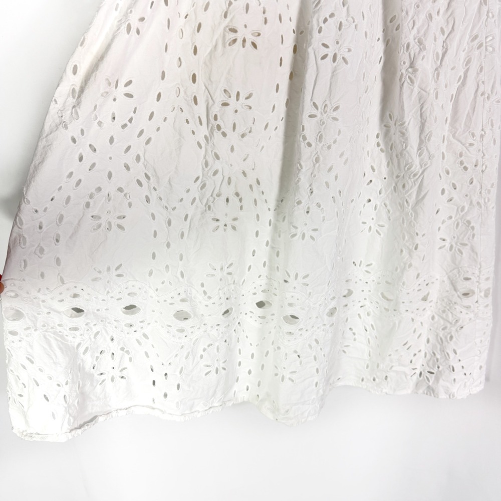ba&sh Bell Midi Skirt White Floral Eyelet Cotton Boho Women Size M - Picture 10 of 14